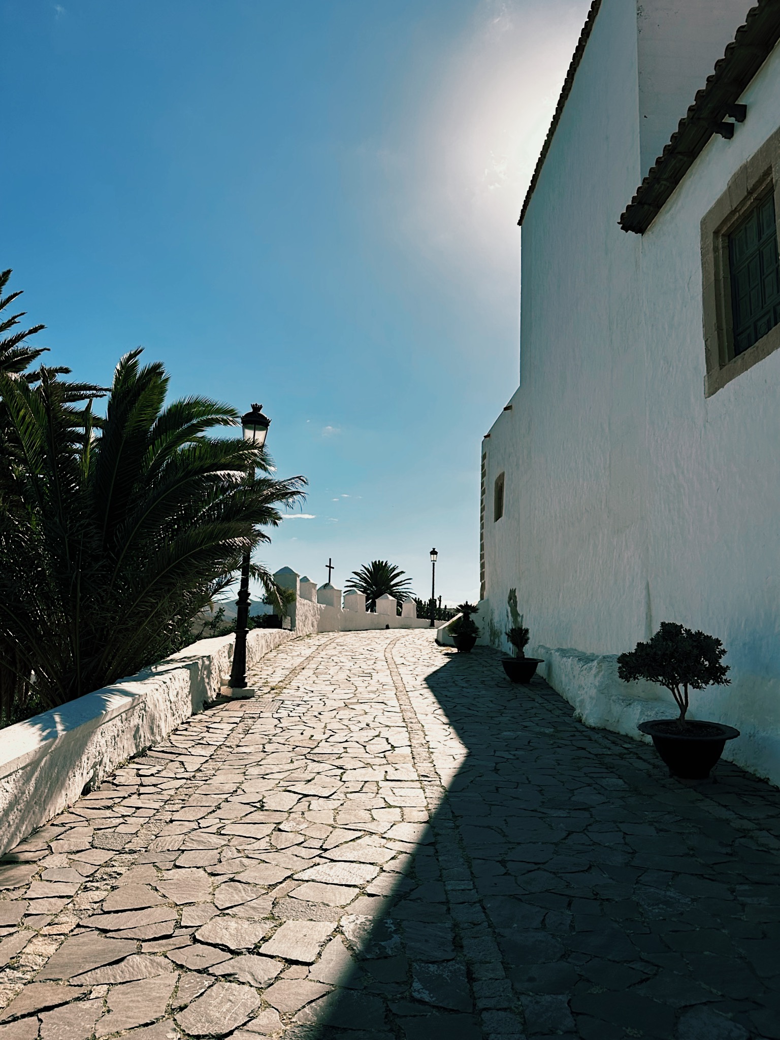 Road in Betancuria while hiking on Fuerteventura island