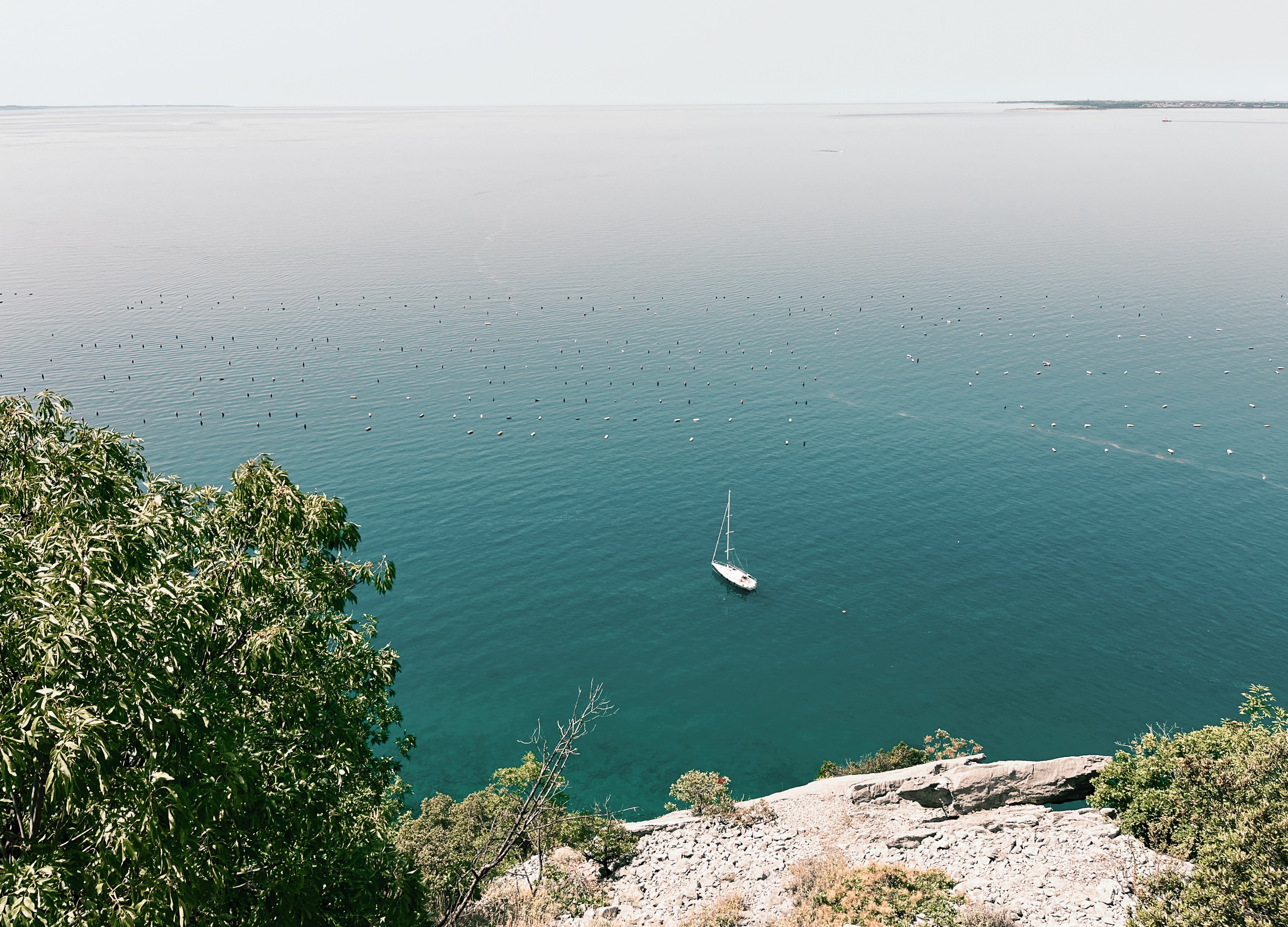 Boat on the Adriatic sea in Italy on the Alpe Adria Trail, the best thru-hiking trail for beginners