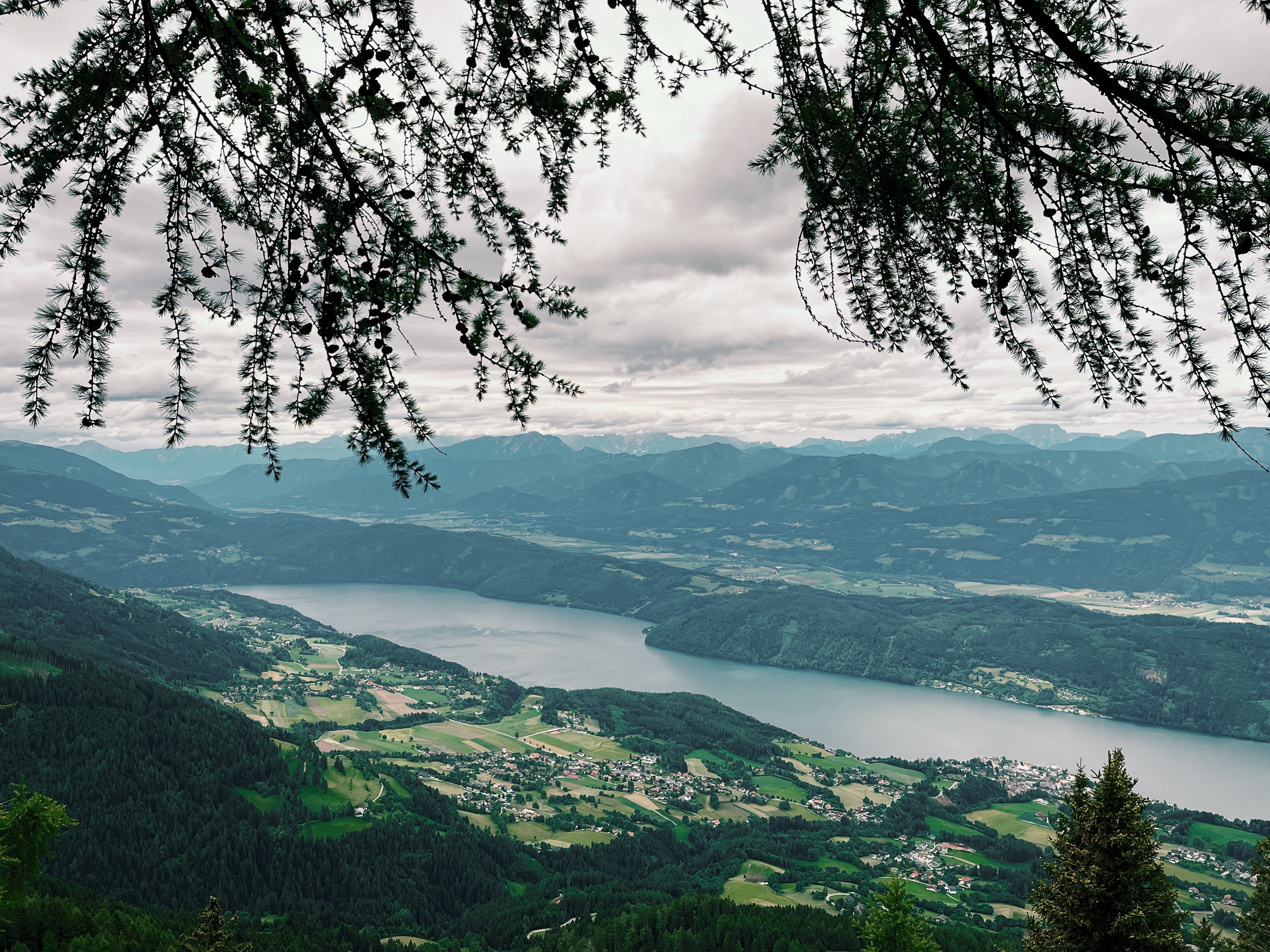 View of Millstätter See from Alexanderalm on the Alpe Adria Trail in Austria