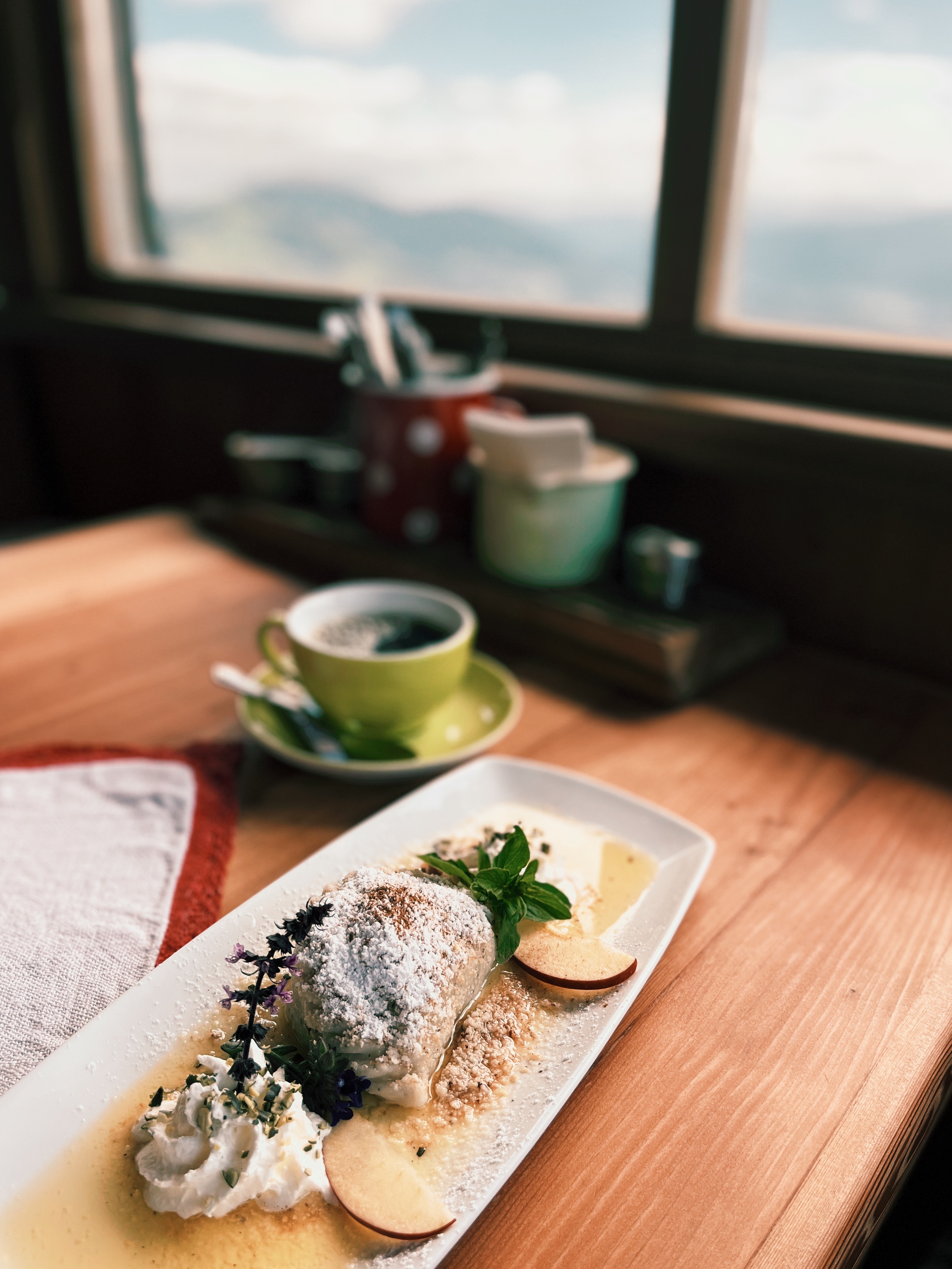 Food at Alexanderalm mountain hut on the Alpe Adria Trail