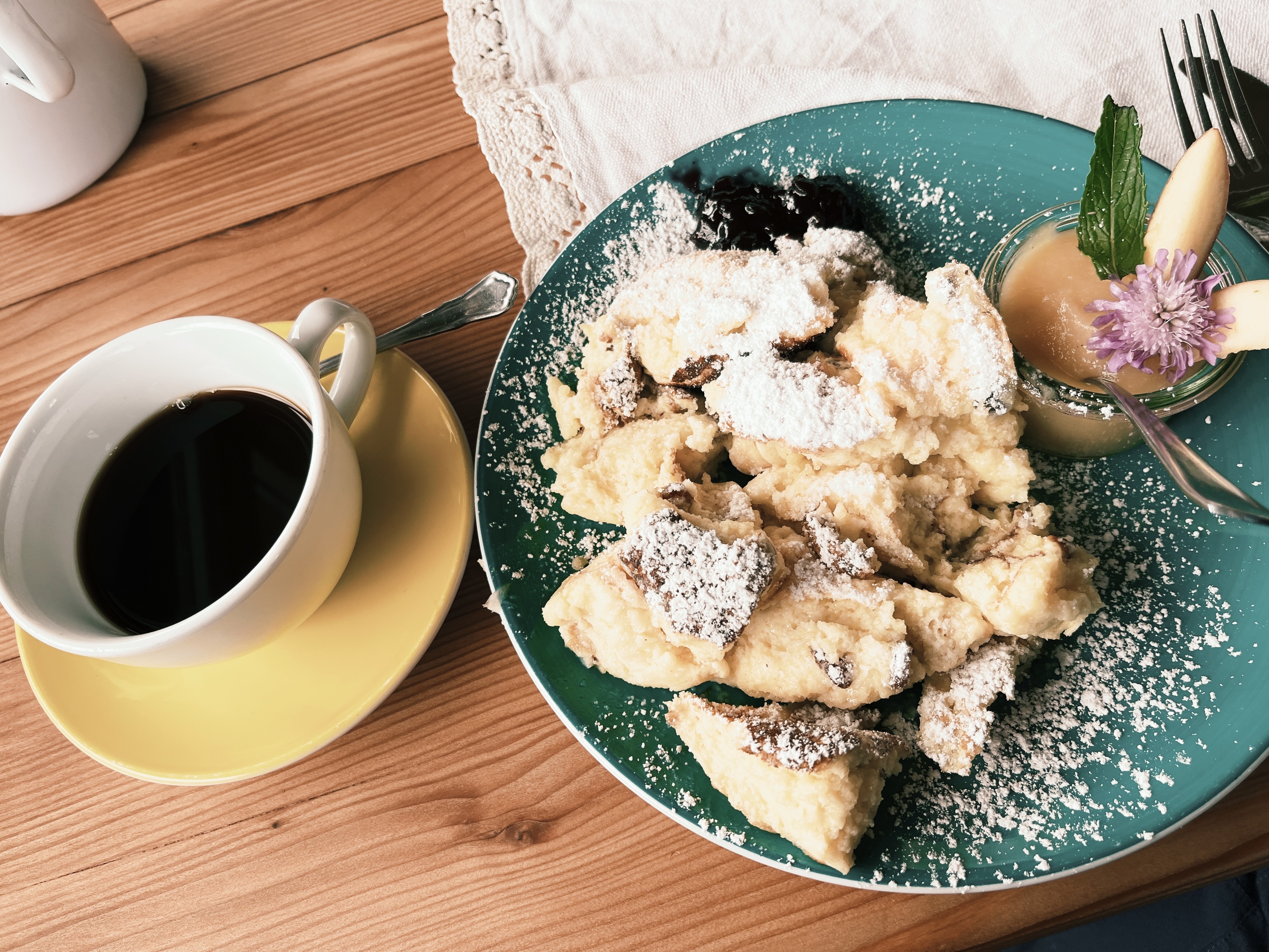 Kaiserschmarrn at Alexanderalm while hiking the Alpe Adria Trail