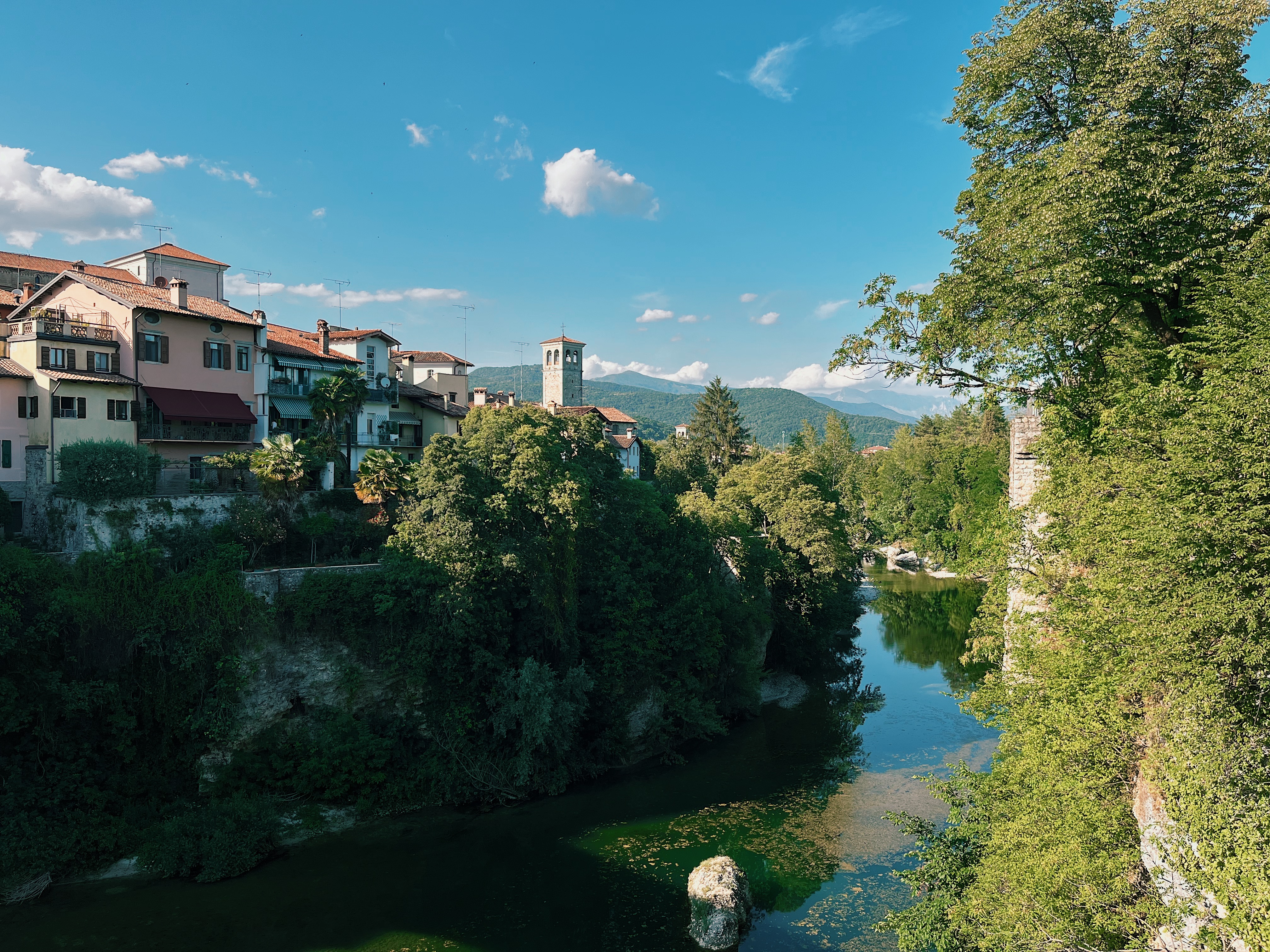 A small viallge by a river in Italy